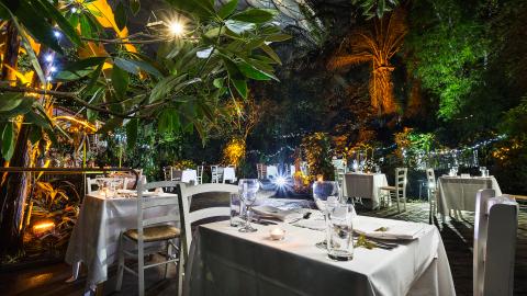 Close up of Valentine's dinner set up in biome